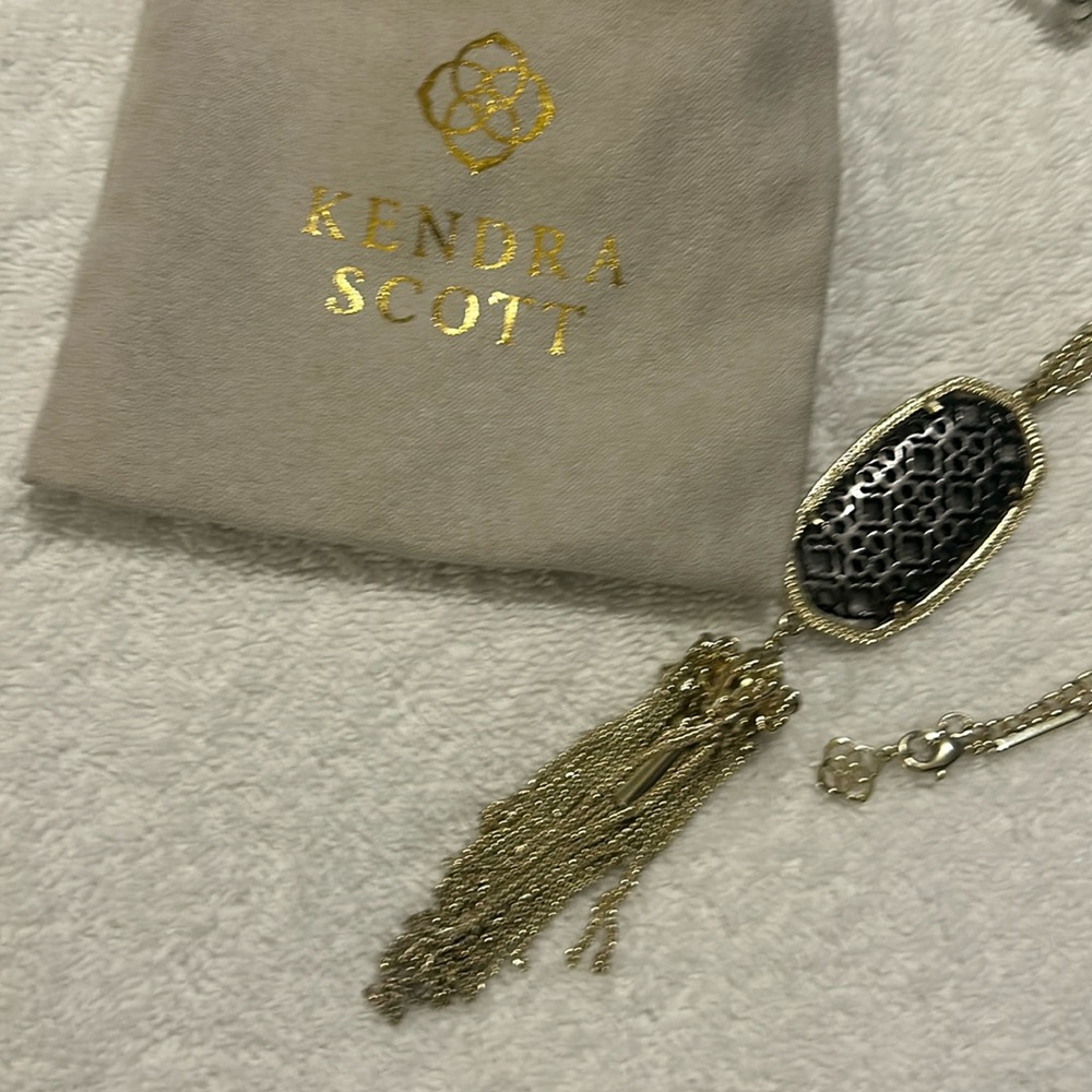 Kendra Scott Rayne Gold Gunmetal Filigree Necklace
